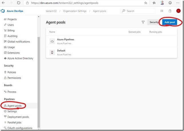 Azure DevOps add new agent pool